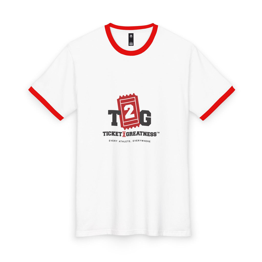 Ticket 2 Greatness Ringer Tee - Retro Sports Ticket Graphic Men’s T-Shirt
